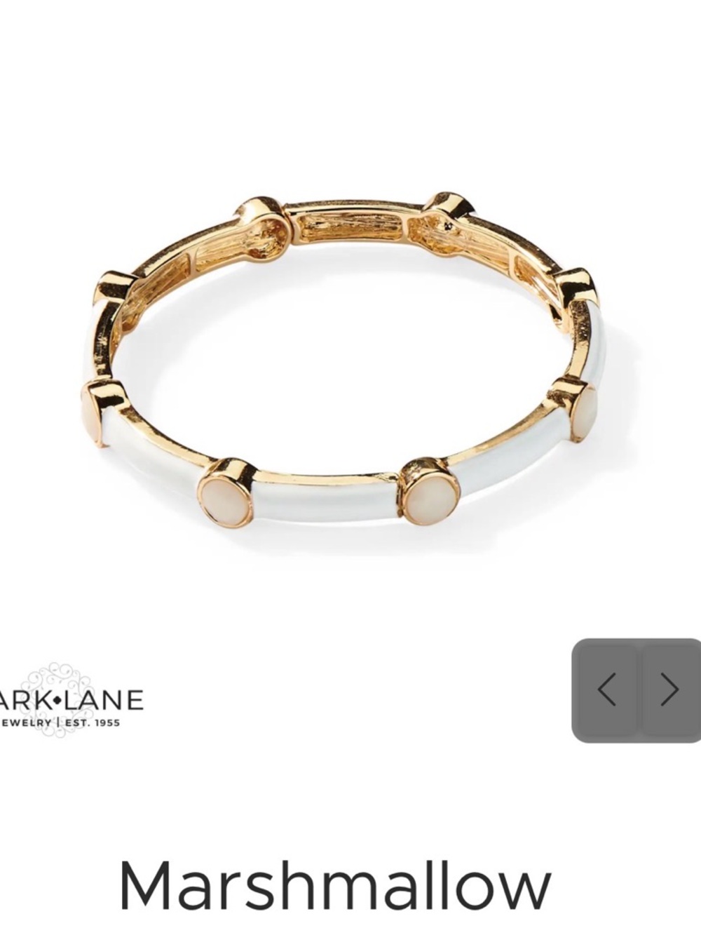 Park Lane Gold and White Enamel Stretch Bracelet